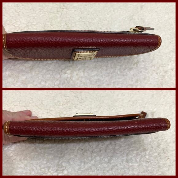 DOONEY & BOURKE Dark Red/Tan Leather Trifold Continental CLAREMONT Wallet - Picture 7 of 12